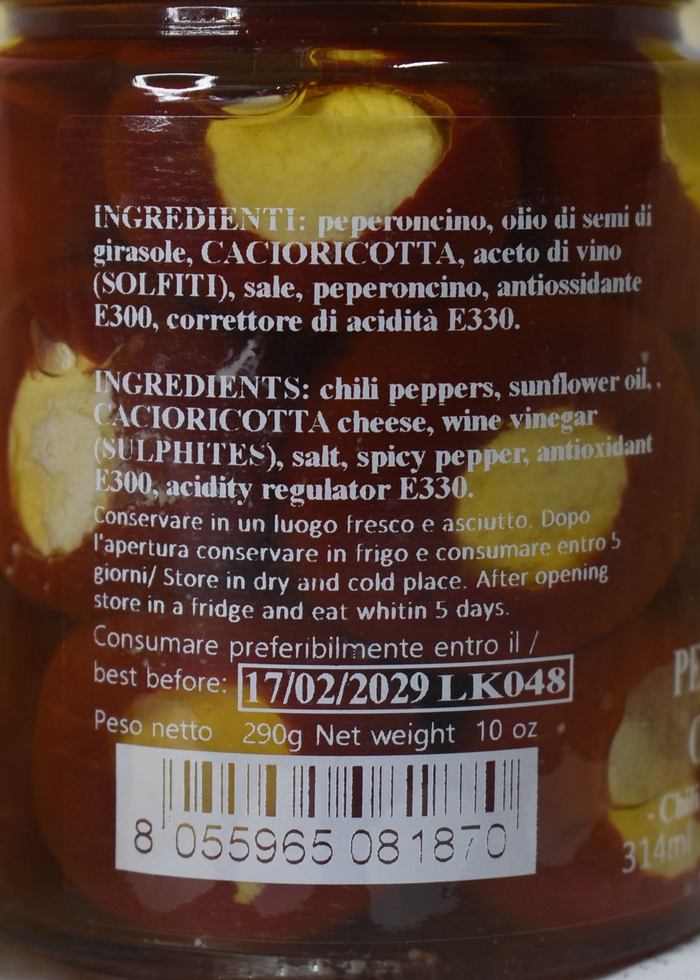 PEPERONCINO RIPIENO CON CACIORICOTTA