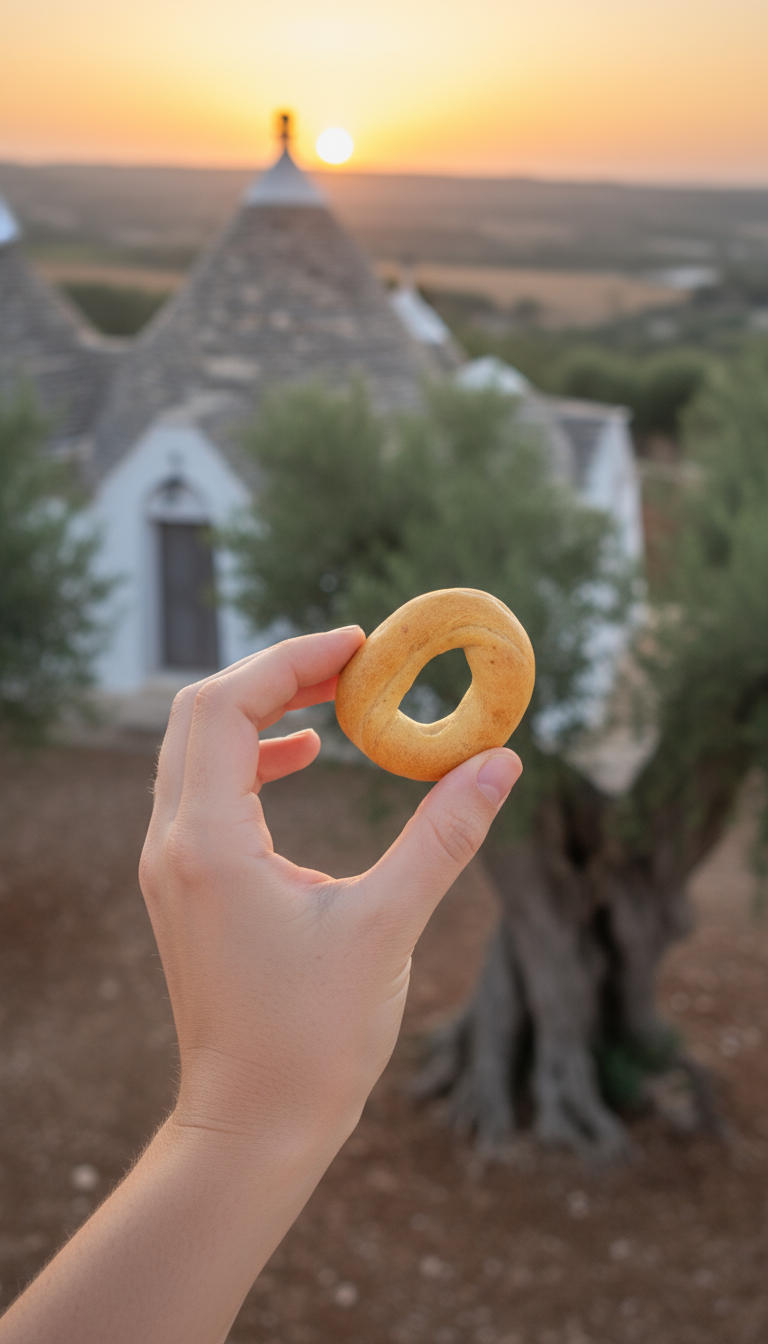 Mano che mantiene un tarallo